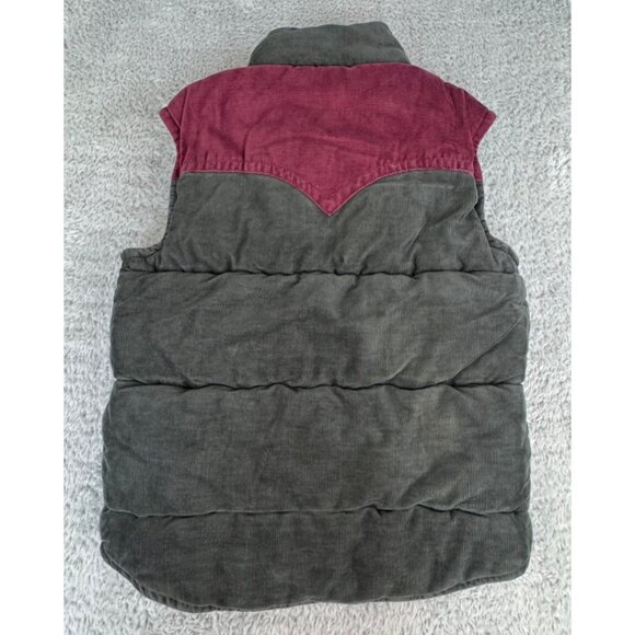 True Religion Mens M Corduroy Puffy Vest W/ Burgundy Yoke NWT Cowboy - Picture 9 of 15